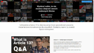 Podstrona YouTube dotycząca akcji #saveyourinternet