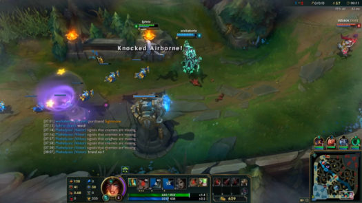Podbicie (Knocked Airbone!) po umiejętności Janny w grze League of Legends