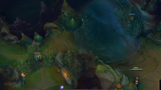 Miejsca na totemy w krzakach od strony rzeki w dolnej części mapy w grze League of Legends