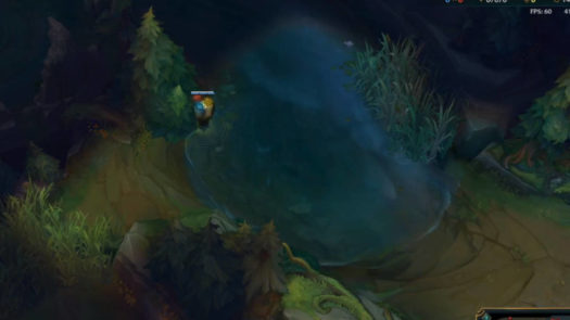 Pojedynczy totem zapewniający podobną wizję jak przy wykorzystaniu dwóch sąsiednich krzaków w grze League of Legends