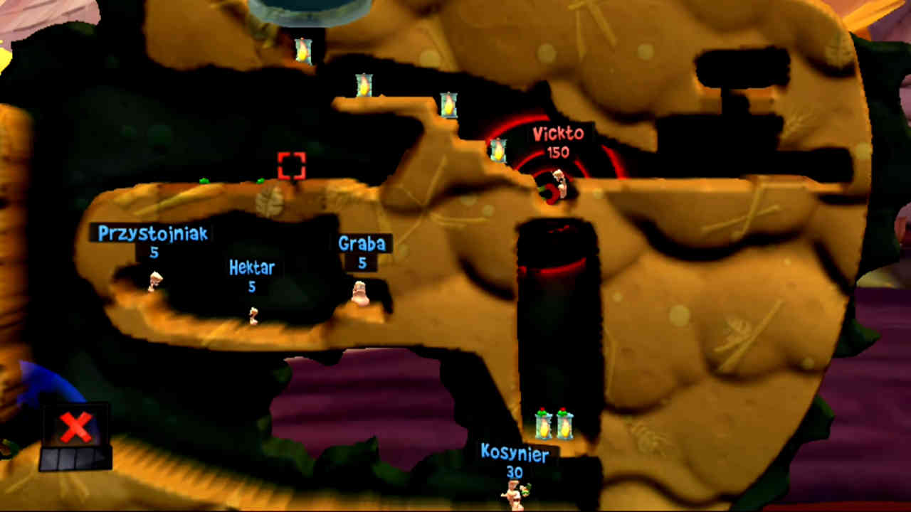 Miejsce do teleportowania w łamigłówce nr 18 (Czarna owca) w grze Worms Revolution Extreme